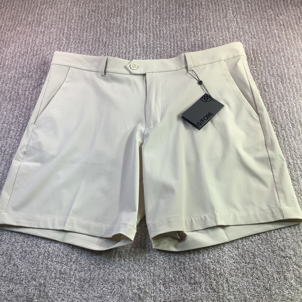 G/FORE Mens Stone Maverick Golf Shorts Size 38 Beige Flat Front Lightweight‎ NWT